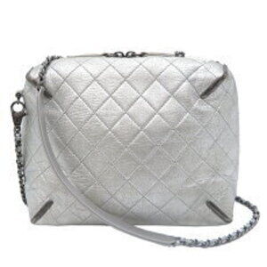 Chanel Gabriel Chain Shoulder Bag Leather Silver